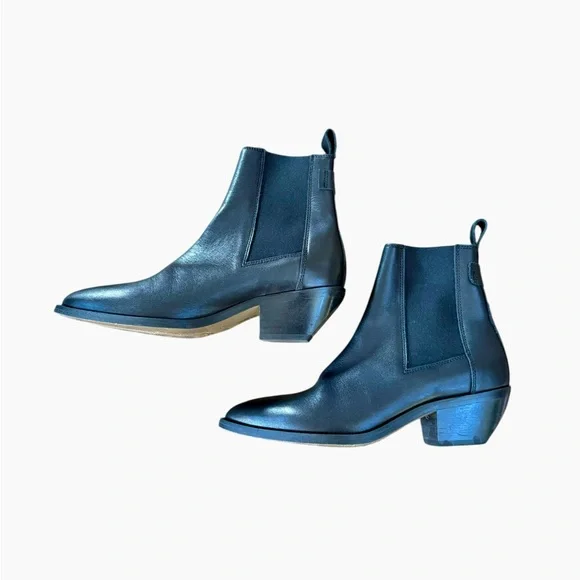 All Saints Fox Pointed Black Toe Leather Chelsea Boots – Sz EU37/US7